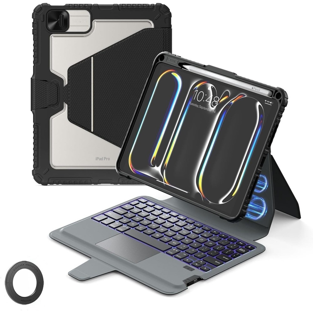 iPad Pro 11 iPad Air 5 4 Case with Keyboard Trackpad Backlit Nillkin Black